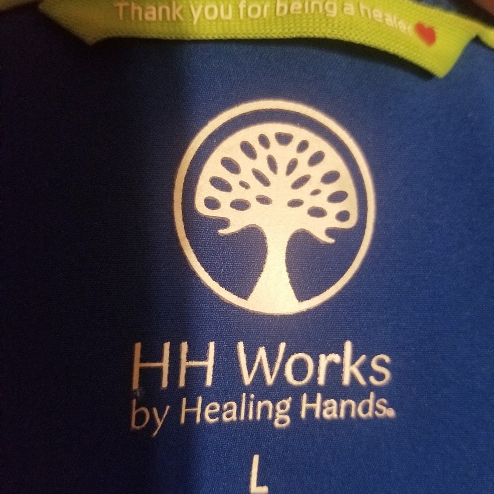 HH Works by Healing Hands Megan Womens 4-Pocket Round Neck STRETCH Scrub Jacket - Picture 3 of 5